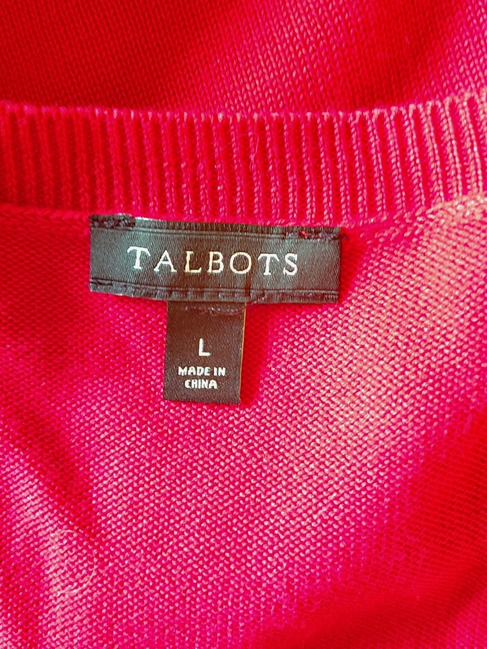 🖤NWOT Talbots Red 'Je t'aime' Floral Heart Sweater Size L - Cotton/Rayon🖤 - Picture 6 of 8